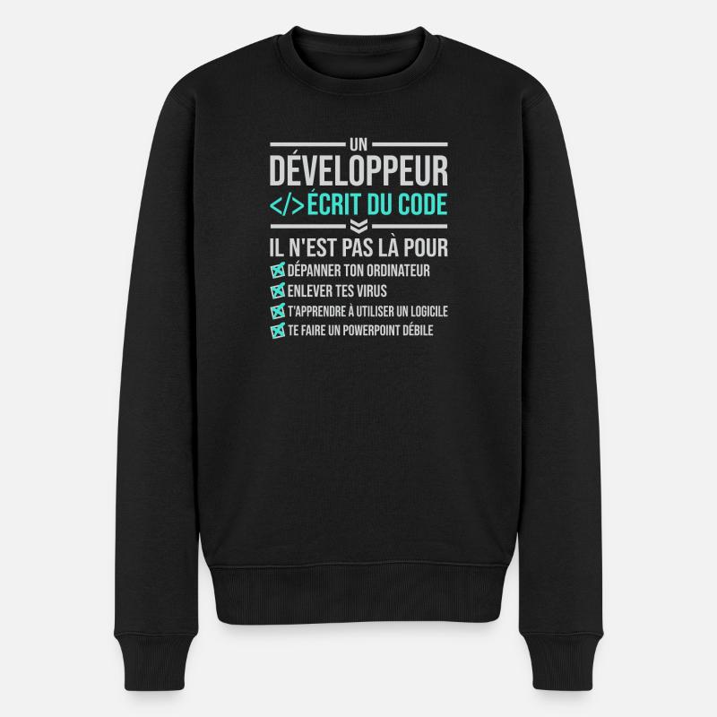 Développeur écrire du code - Pull Premium bio Homme - noir