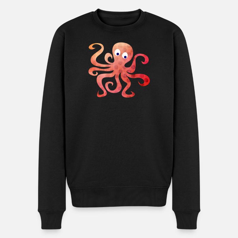 Octopus Dots Squid Tentacule Bande dessinée - Pull Premium bio Homme - noir