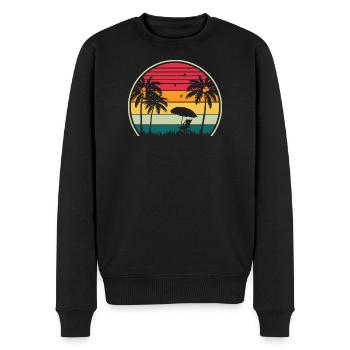Retro Beach Sunset - Männer Premium Bio Pullover - Schwarz - Vorne - Nico (187cm)
