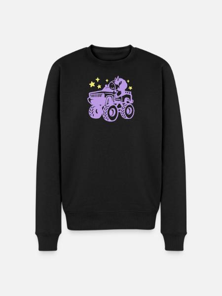 Einhorn im Monstertruck - Männer Premium Bio Pullover - Schwarz