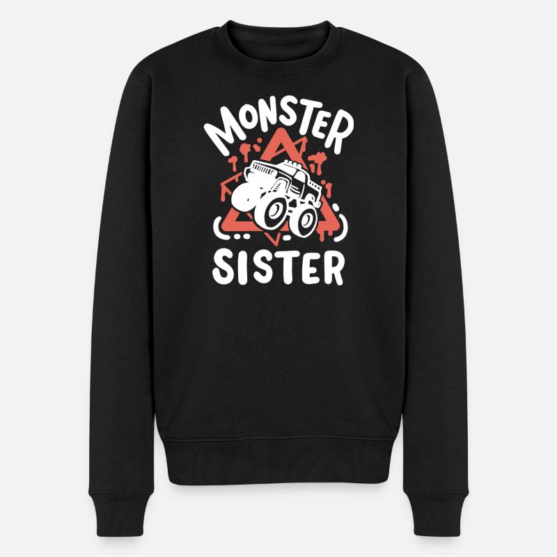 Monstertruck-Schwester - Männer Premium Bio Pullover - Schwarz