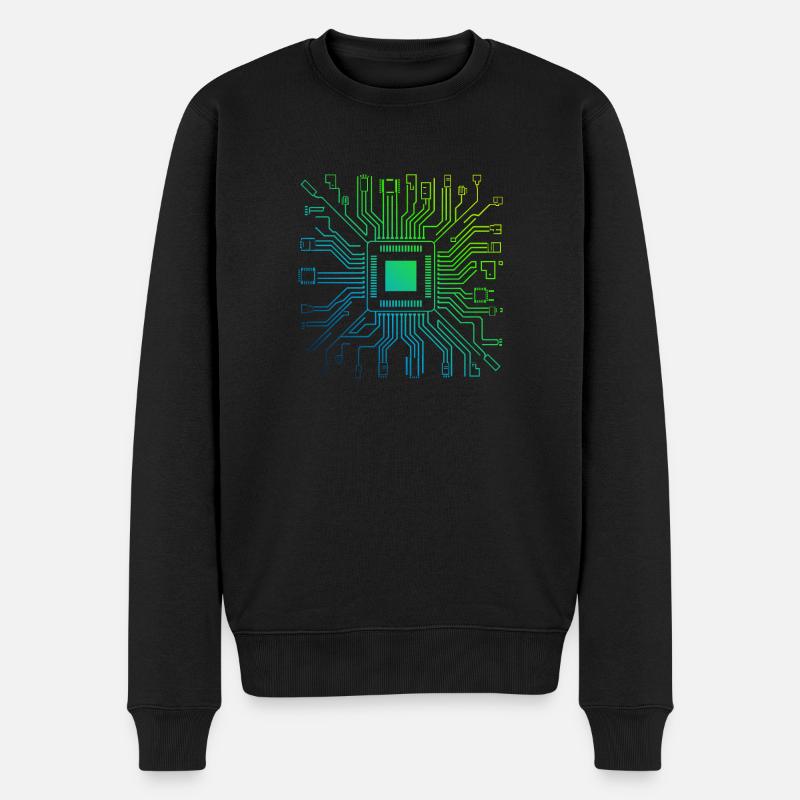 Bunte Computerplatine Tech Electronic - Männer Premium Bio Pullover - Schwarz