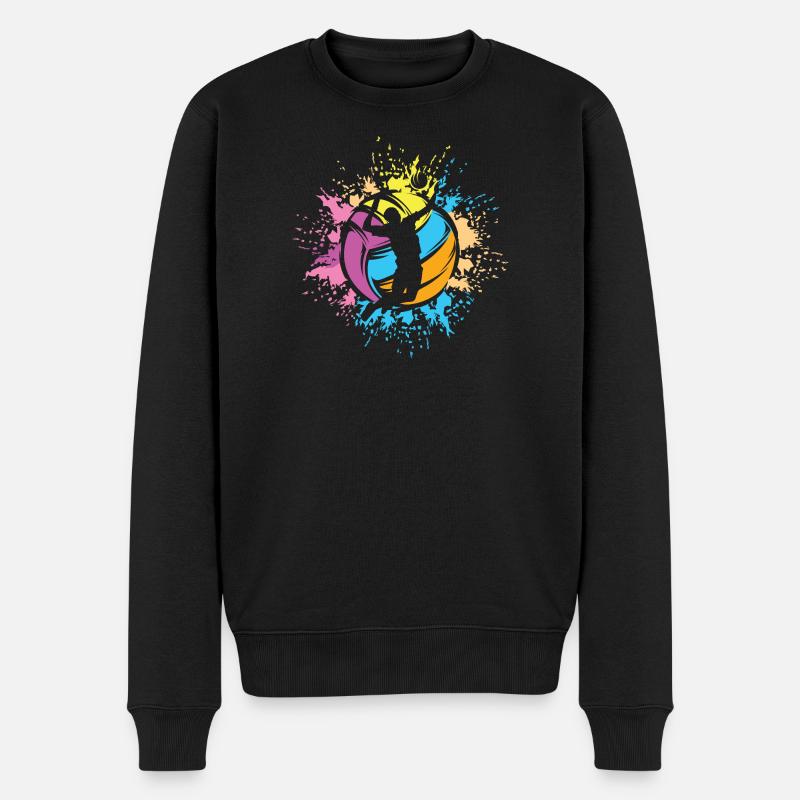 Volleyball Farbexplosion Spieler Beachvolleyball - Männer Premium Bio Pullover - Schwarz