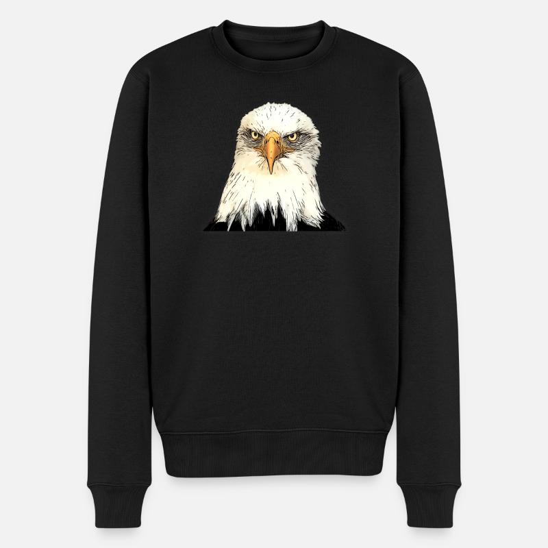 Illustration de tête d’aigle avec un regard intense - Pull Premium bio Homme - noir