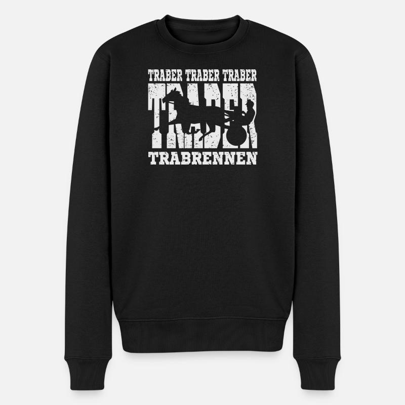 Dekoratives Traber Design - Männer Premium Bio Pullover - Schwarz