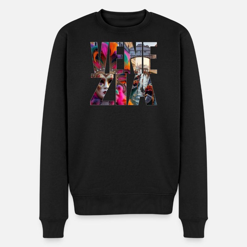 VENEDIG - Männer Premium Bio Pullover - Schwarz