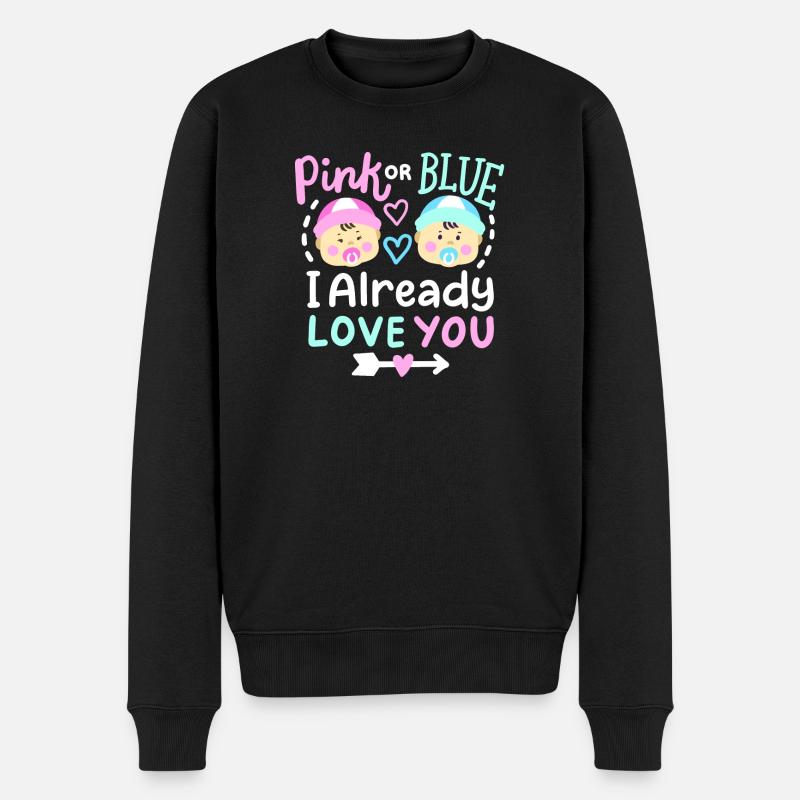 Pink oder Blau Gender-Reveal-Party - Männer Premium Bio Pullover - Schwarz