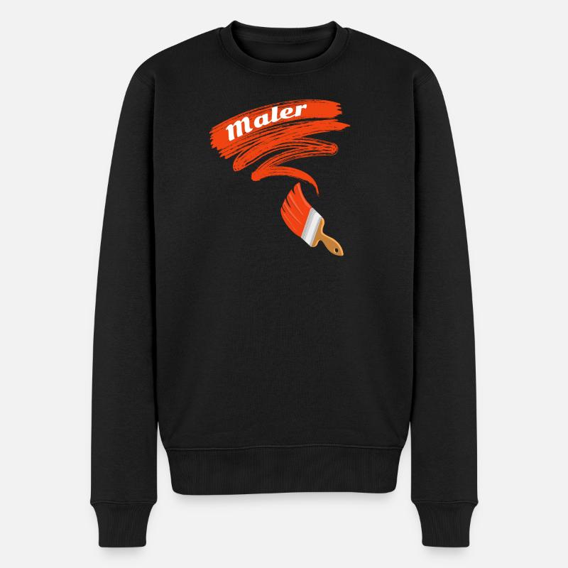 Kreativer Malpinsel Schriftzug - Männer Premium Bio Pullover - Schwarz