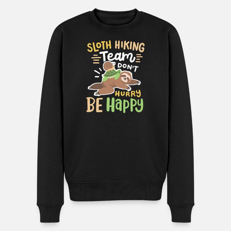 Faultier inspirierende Zitate - Männer Premium Bio Pullover - Schwarz