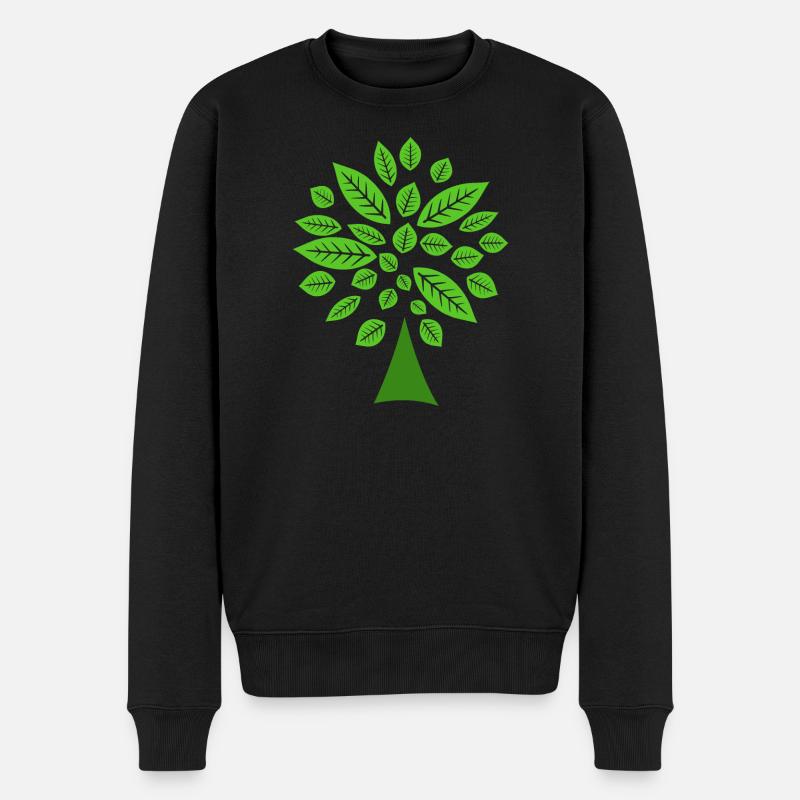 Grüner Baum - Männer Premium Bio Pullover - Schwarz