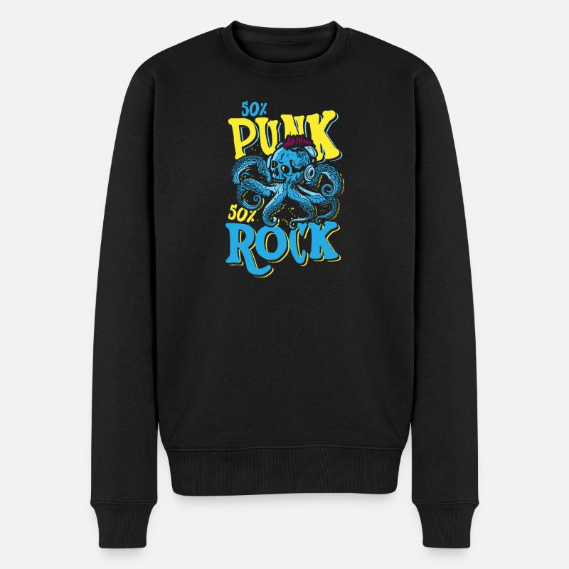 50% Punk 50% Rock - Männer Premium Bio Pullover - Schwarz