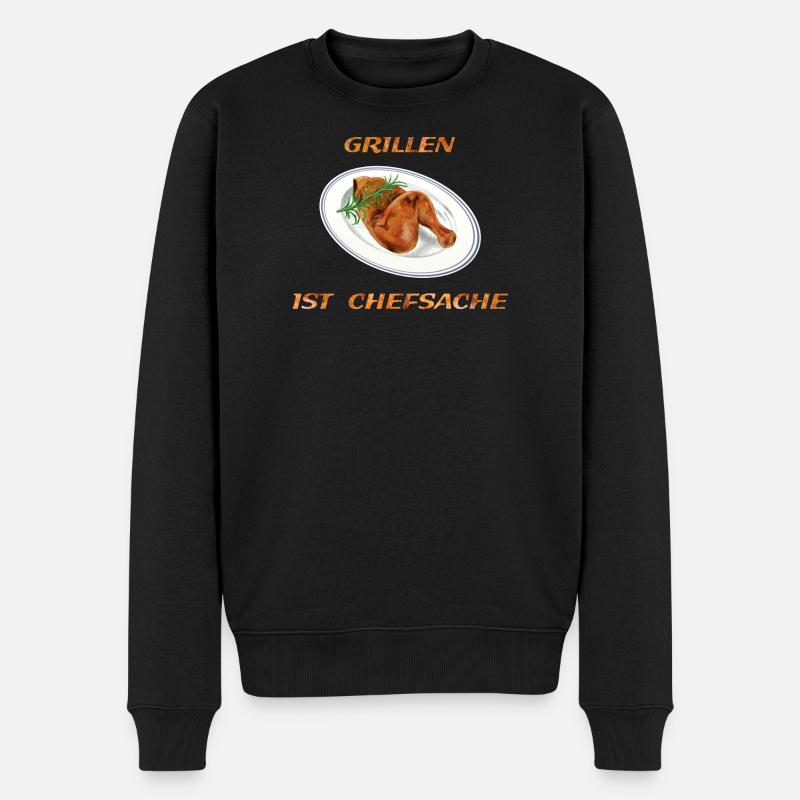 Hähnchen Grillen - Männer Premium Bio Pullover - Schwarz