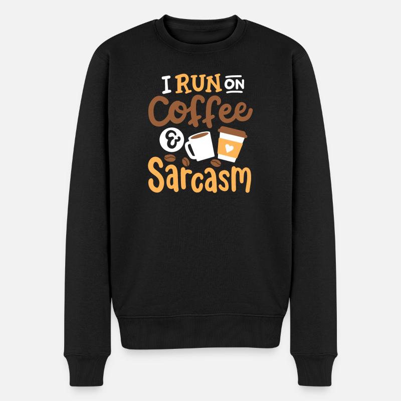 Sarkasmus und Kaffee - Männer Premium Bio Pullover - Schwarz