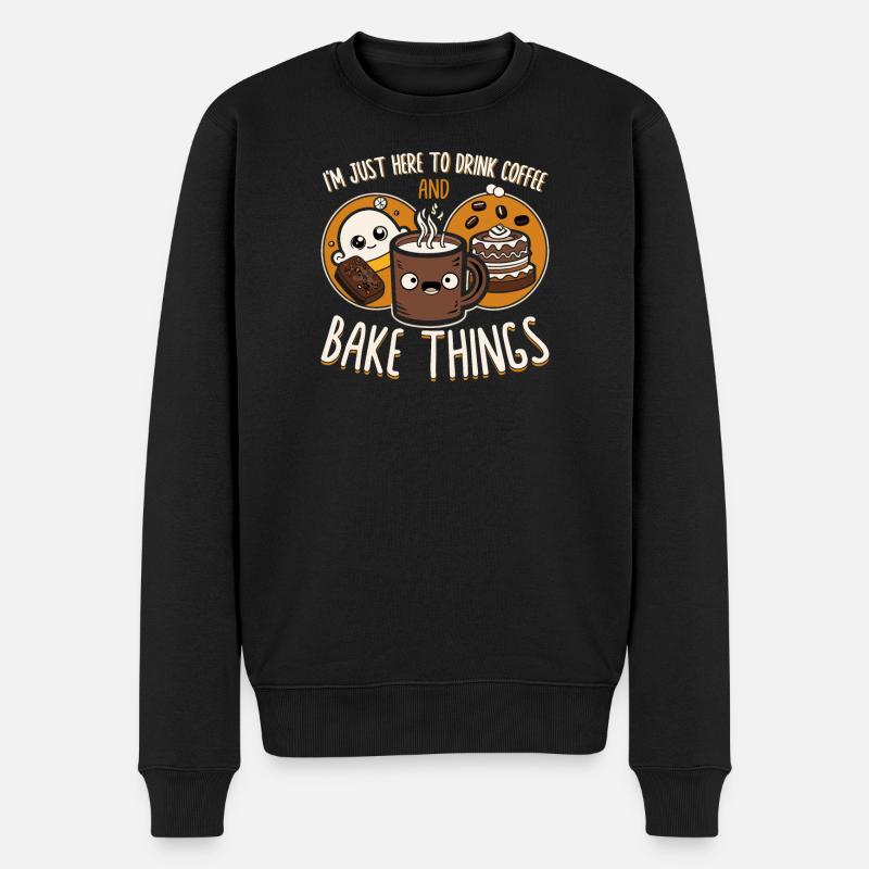 Kaffee und Backen Spruch Illustration - Männer Premium Bio Pullover - Schwarz