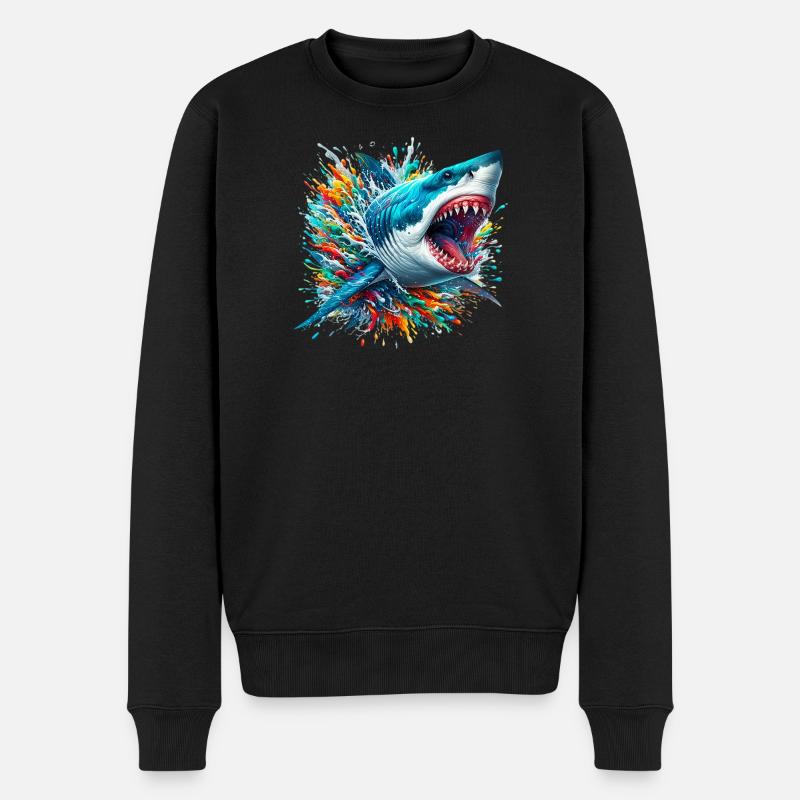 Hai - Männer Premium Bio Pullover - Schwarz