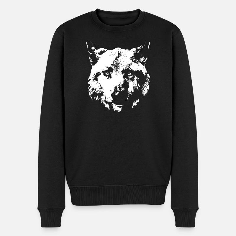 Wolf Hund Portrait Logo Symbol Illustration Icon - Männer Premium Bio Pullover - Schwarz