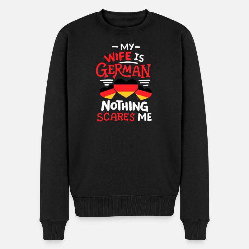 Deutsche Ehefrau Deutschland - Männer Premium Bio Pullover - Schwarz