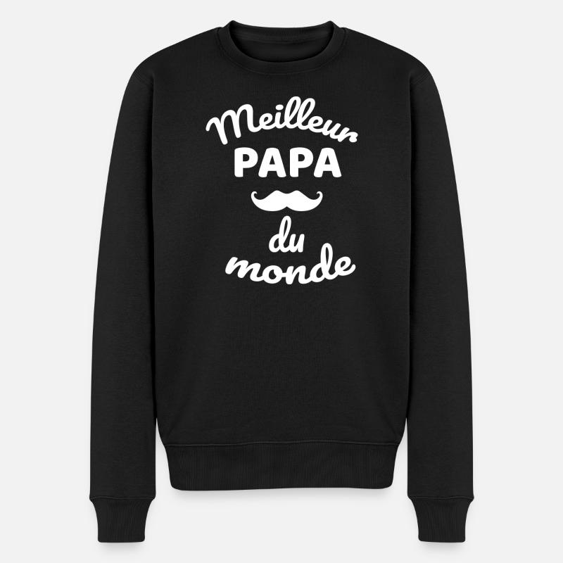Authentic Overall Moustache Dad Design - Men's Premium Organic Jumper - black