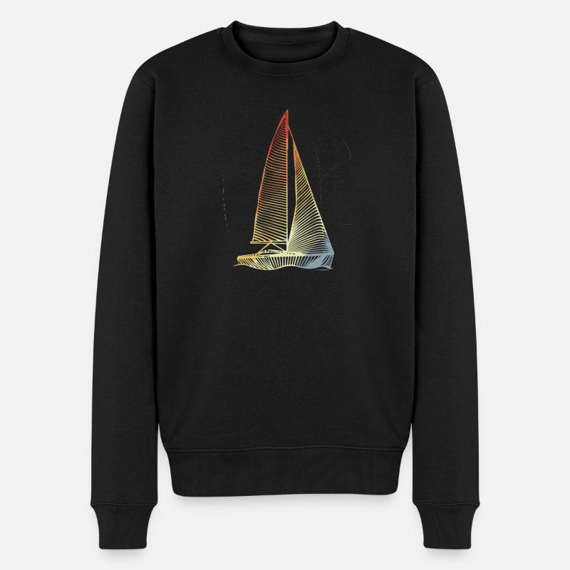 Vintage Segelboot - Männer Premium Bio Pullover - Schwarz