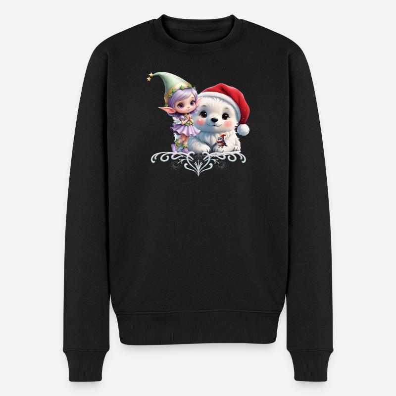 Freunde in einer Fantasiewelt - Männer Premium Bio Pullover - Schwarz
