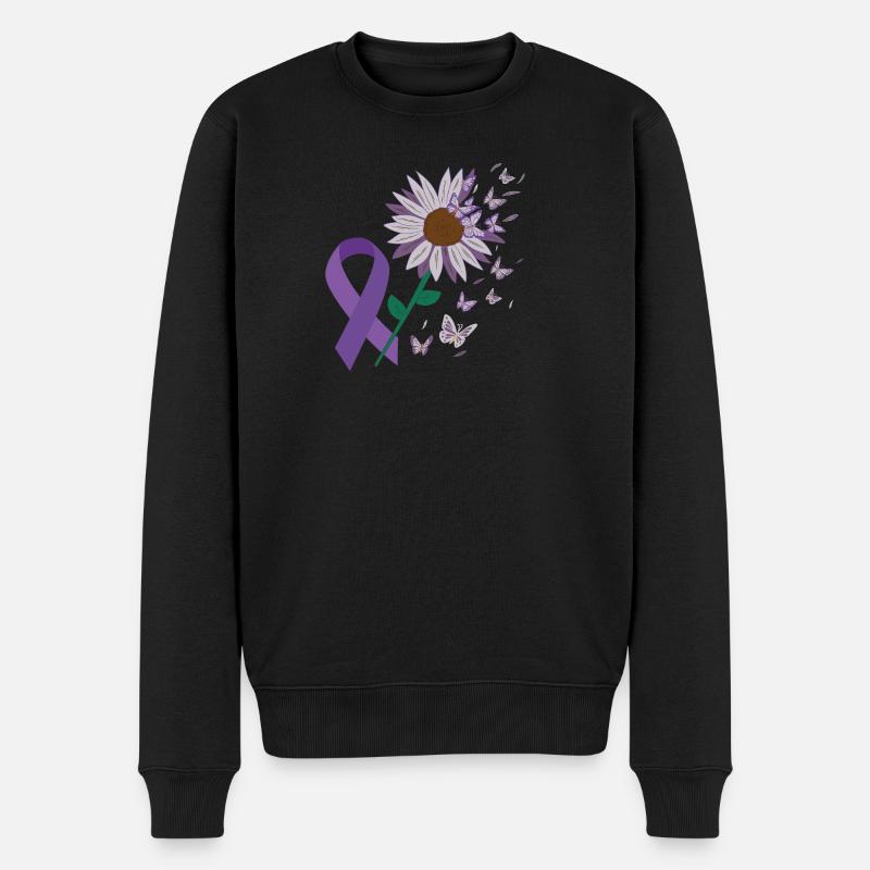 épilepsie violet arc fleur papillon - Pull Premium bio Homme - noir
