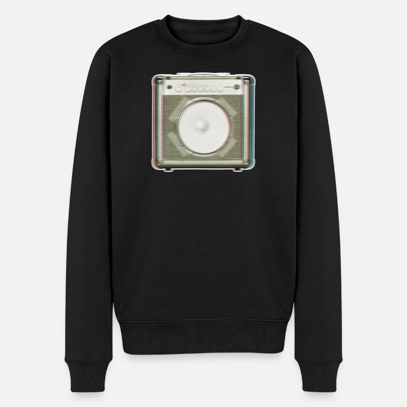 Haut-parleur rétro à glitch néon - Pull Premium bio Homme - noir