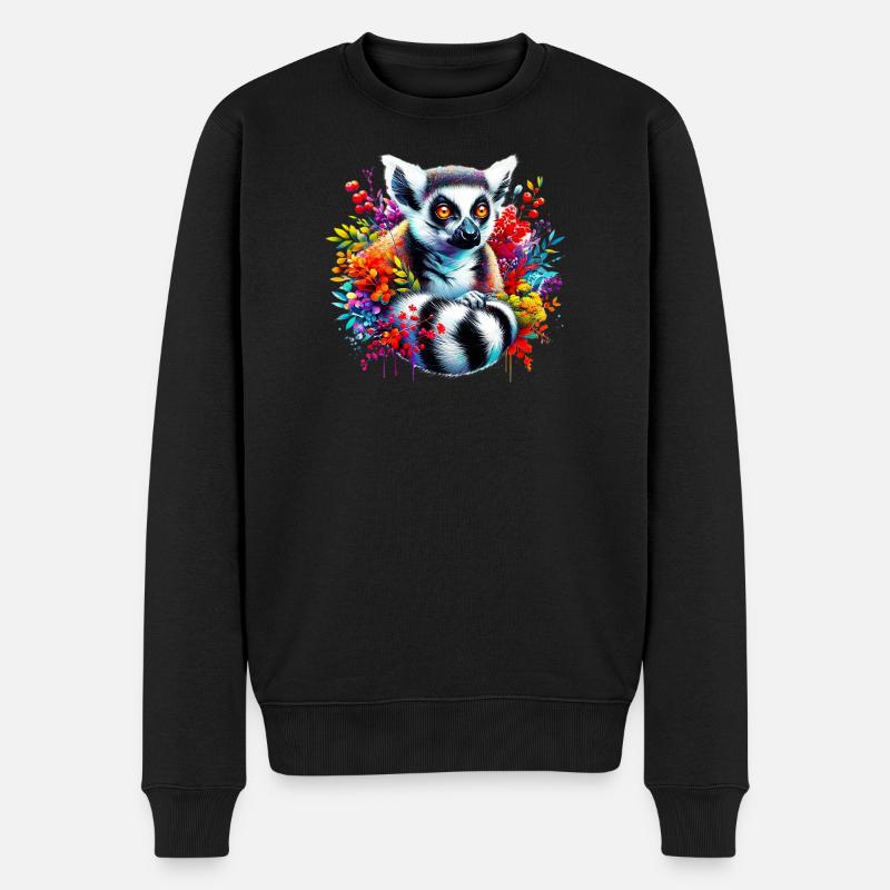 Lemur - Männer Premium Bio Pullover - Schwarz