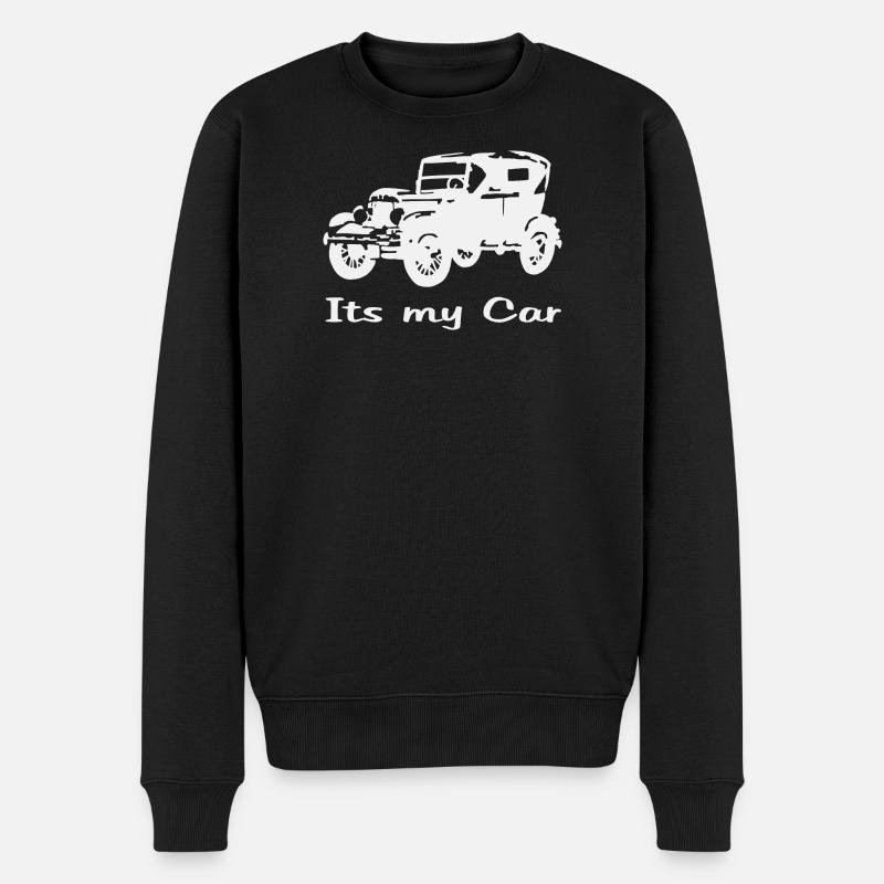 Oldtimer Motiv mit Schrift - Männer Premium Bio Pullover - Schwarz
