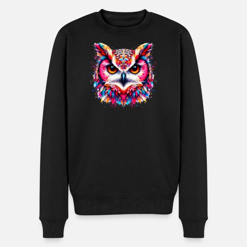 Eule - Männer Premium Bio Pullover - Schwarz