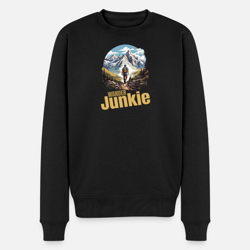 Wander Junkie - Männer Premium Bio Pullover - Schwarz