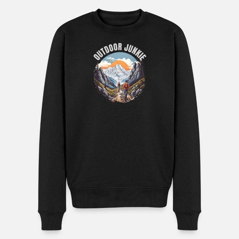 Outdoor Junkie - Männer Premium Bio Pullover - Schwarz