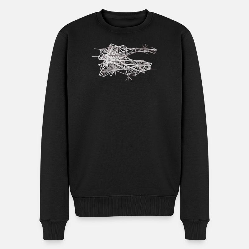 Connexion : Maillages de lignes géométriques en gris - Pull Premium bio Homme - noir