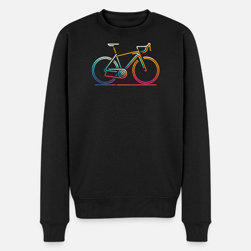 Lebendige Fahrrad-Strichzeichnungen - Männer Premium Bio Pullover - Schwarz