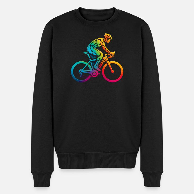 Lebendige Regenbogen-Fahrradkunst - Männer Premium Bio Pullover - Schwarz