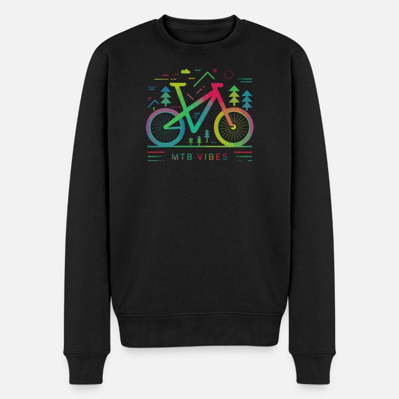 Lebendige Mountainbike-Trail-Illustration - Männer Premium Bio Pullover - Schwarz