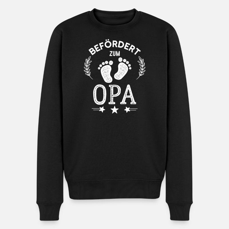 Befördert zum Opa Bald Großvater Stolzer Opa - Männer Premium Bio Pullover - Schwarz