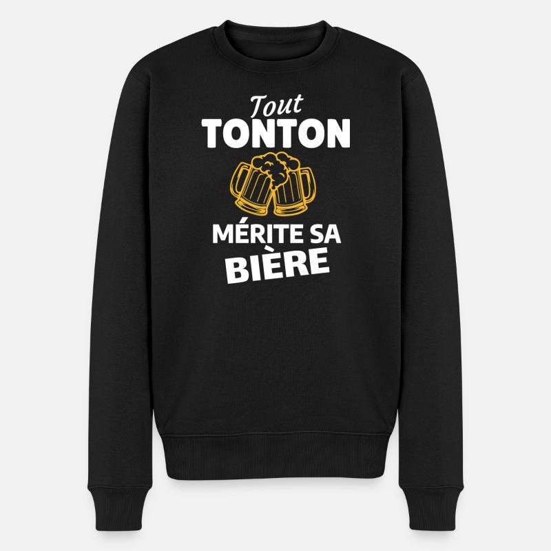 Jeder Onkel verdient sein Bier - Männer Premium Bio Pullover - Schwarz