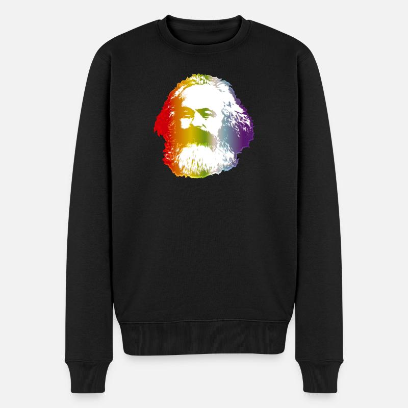 Regenbogen-Marx - Männer Premium Bio Pullover - Schwarz