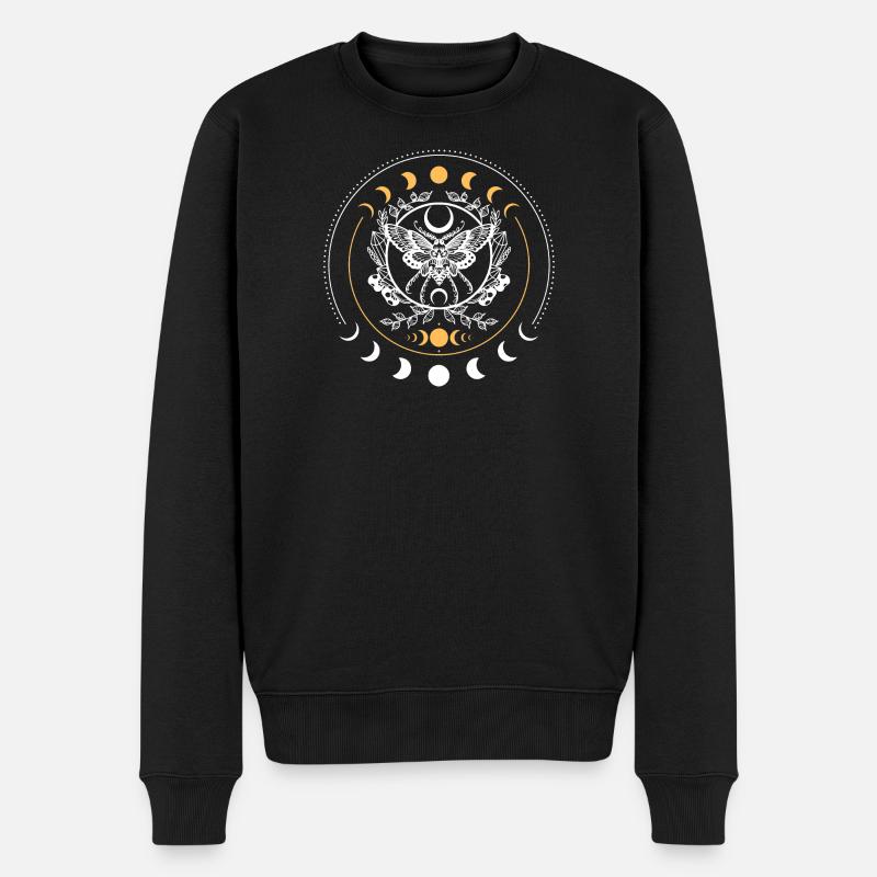 Himmlische Motten-Mandala - Männer Premium Bio Pullover - Schwarz