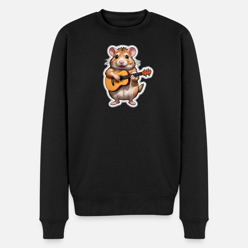 Hamster spielt Gitarre - Männer Premium Bio Pullover - Schwarz