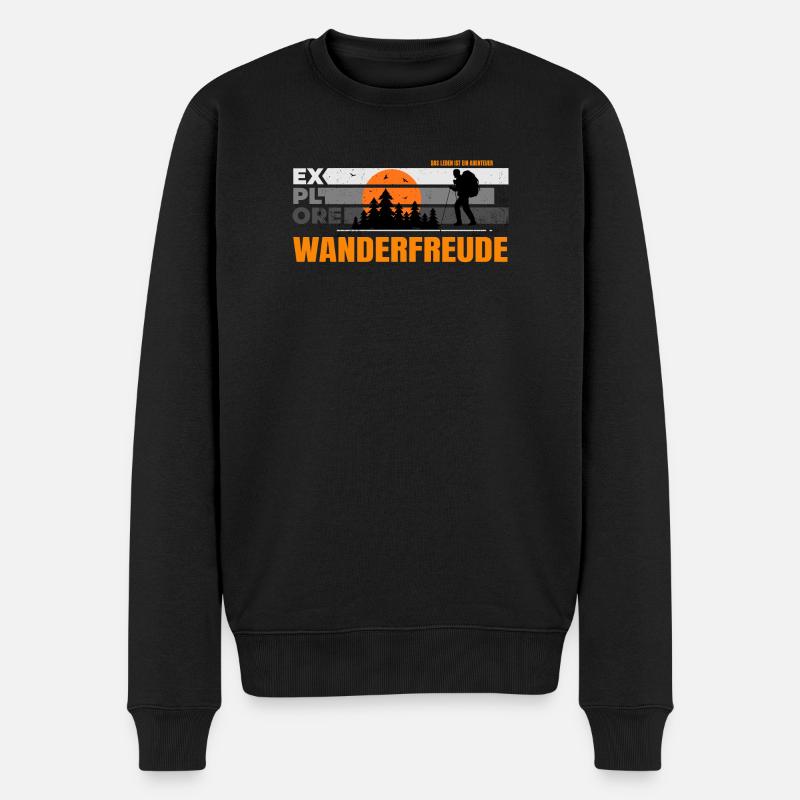 Wanderfreude - Männer Premium Bio Pullover - Schwarz