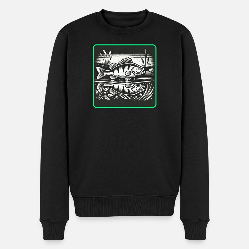 Barsch Raubfisch Design - Männer Premium Bio Pullover - Schwarz