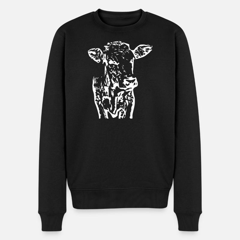 Kuh - Männer Premium Bio Pullover - Schwarz