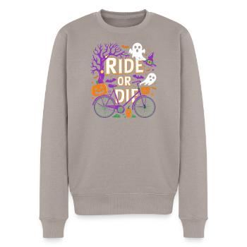 Halloween Radtour Spirit Design - Männer Premium Bio Pullover - Taupe - Vorne - Nico (187cm)