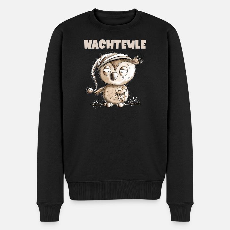 Drôle Night Owl Hibou - Pull Premium bio Homme - noir