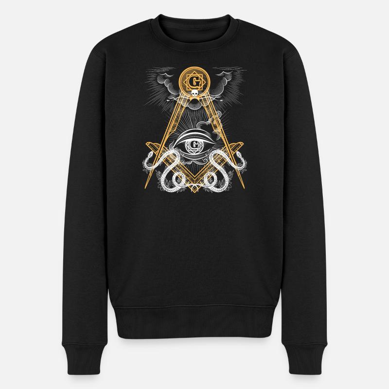 Emblème de l’œil maçonnique - Pull Premium bio Homme - noir