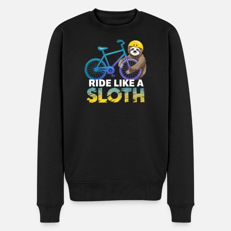 Faultier Biker mit Helm - Männer Premium Bio Pullover - Schwarz