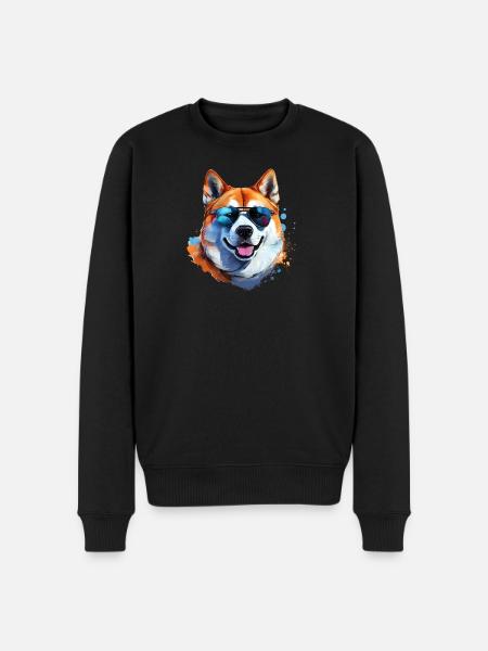 Akita Inu with sunglasses - Men's Premium Organic Jumper - black