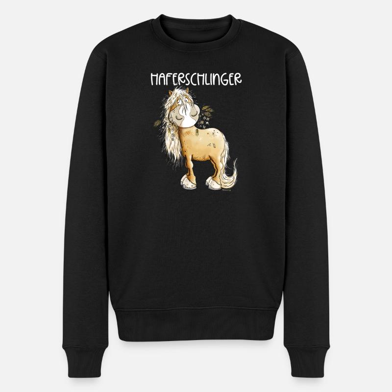 Haflinger Pferd Haferschlinger Wortspiel - Männer Premium Bio Pullover - Schwarz