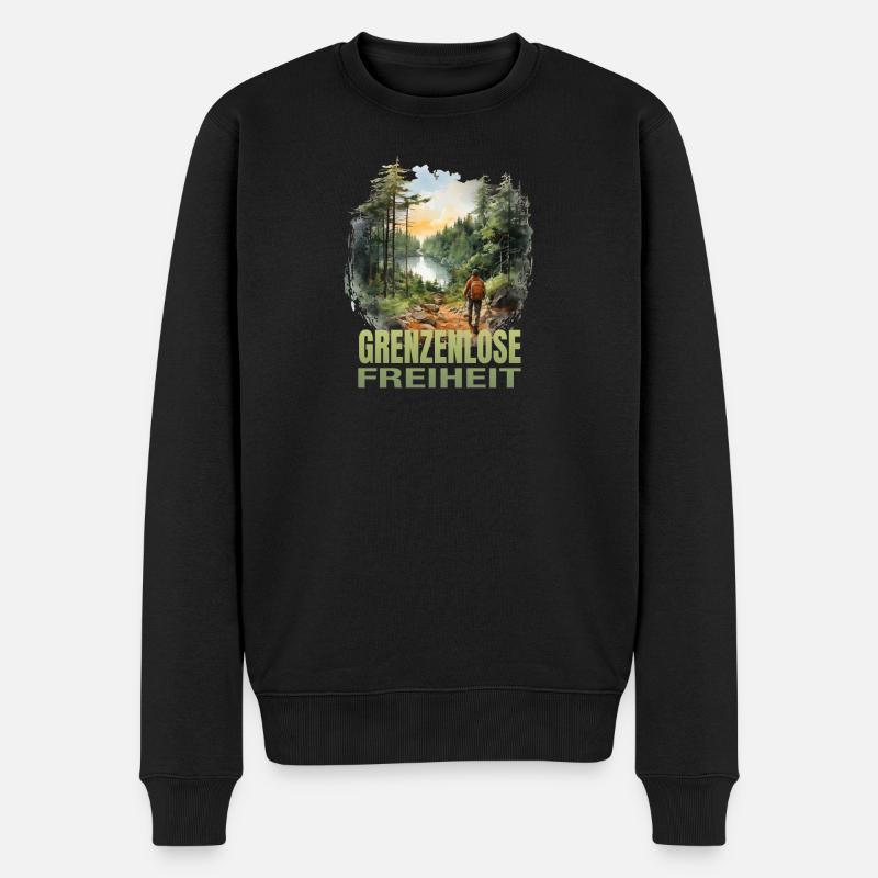 Grenzenlos wandern - Männer Premium Bio Pullover - Schwarz